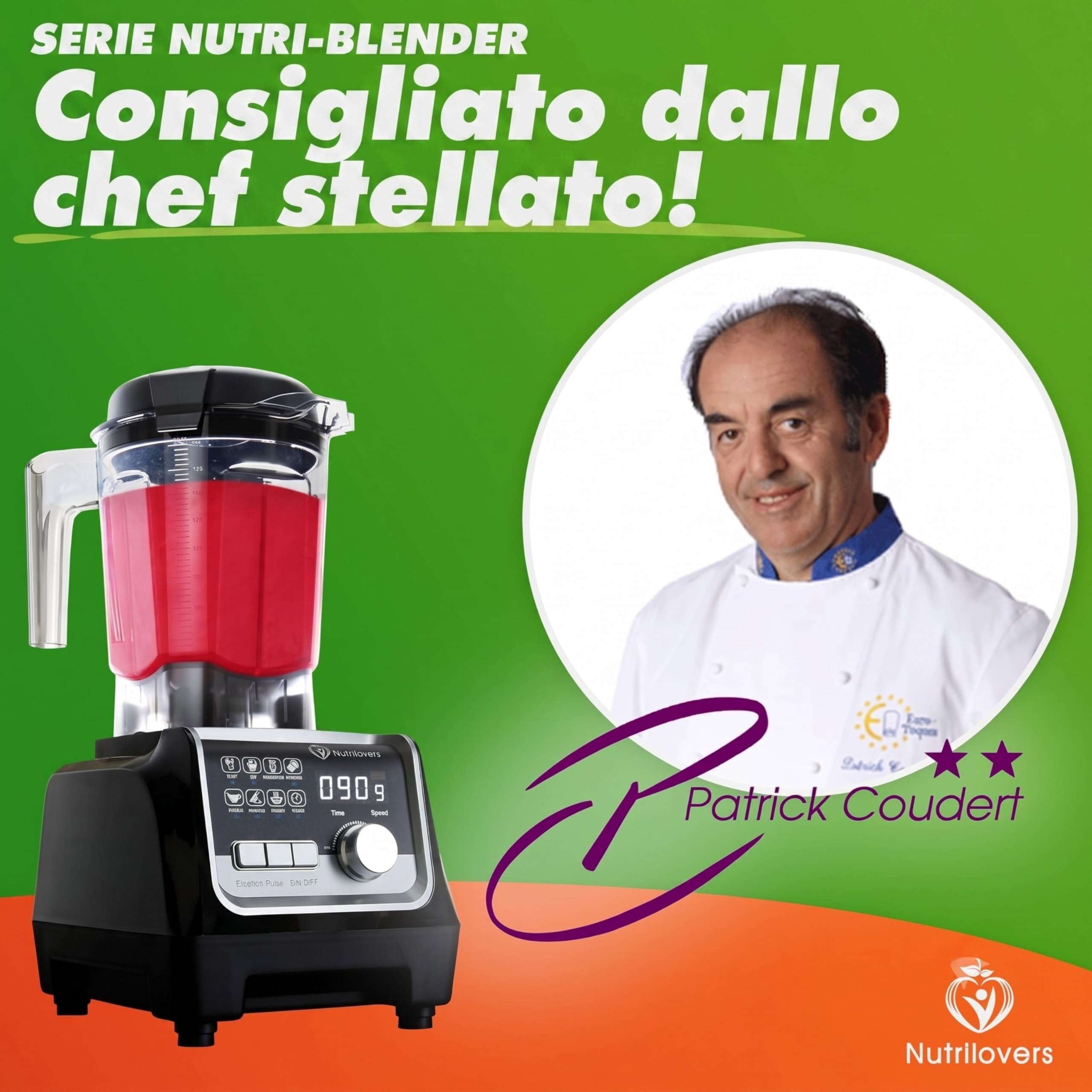 NUTRI-BLENDER MAX+ Frullatore ad Alte Prestazioni 2000 W, Professionale - 2 L, Tritan, Senza BPA, 9 Livelli, Timer Digitale Con Libro di Ricette