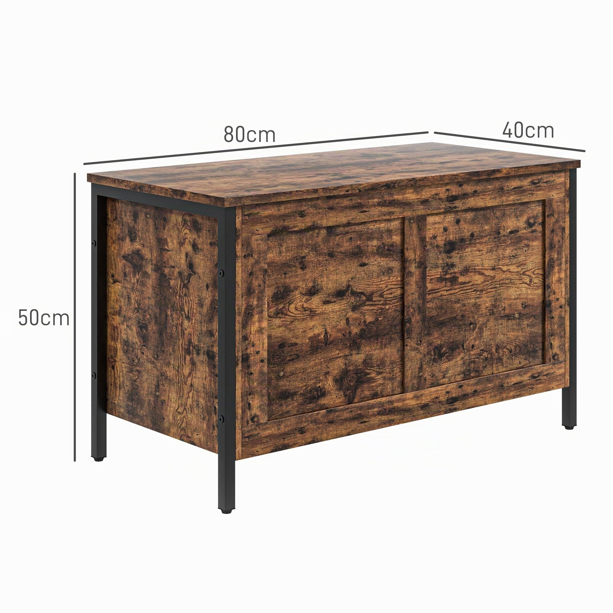 HOMCOM Baúl Banco 95L contenedor Multiusos 80x40x49cm Marrón rústico
