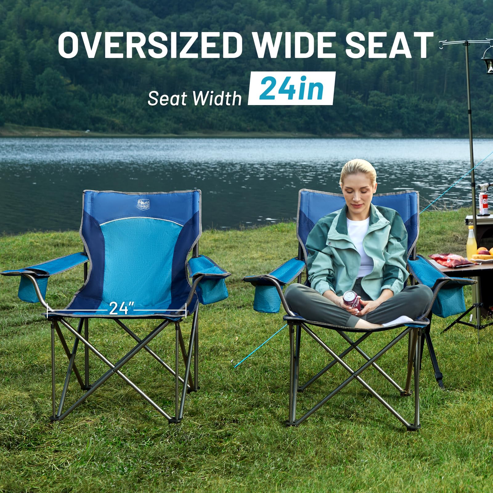 Oversized Folding Camping Chairs High Back Heavy Duty Padded