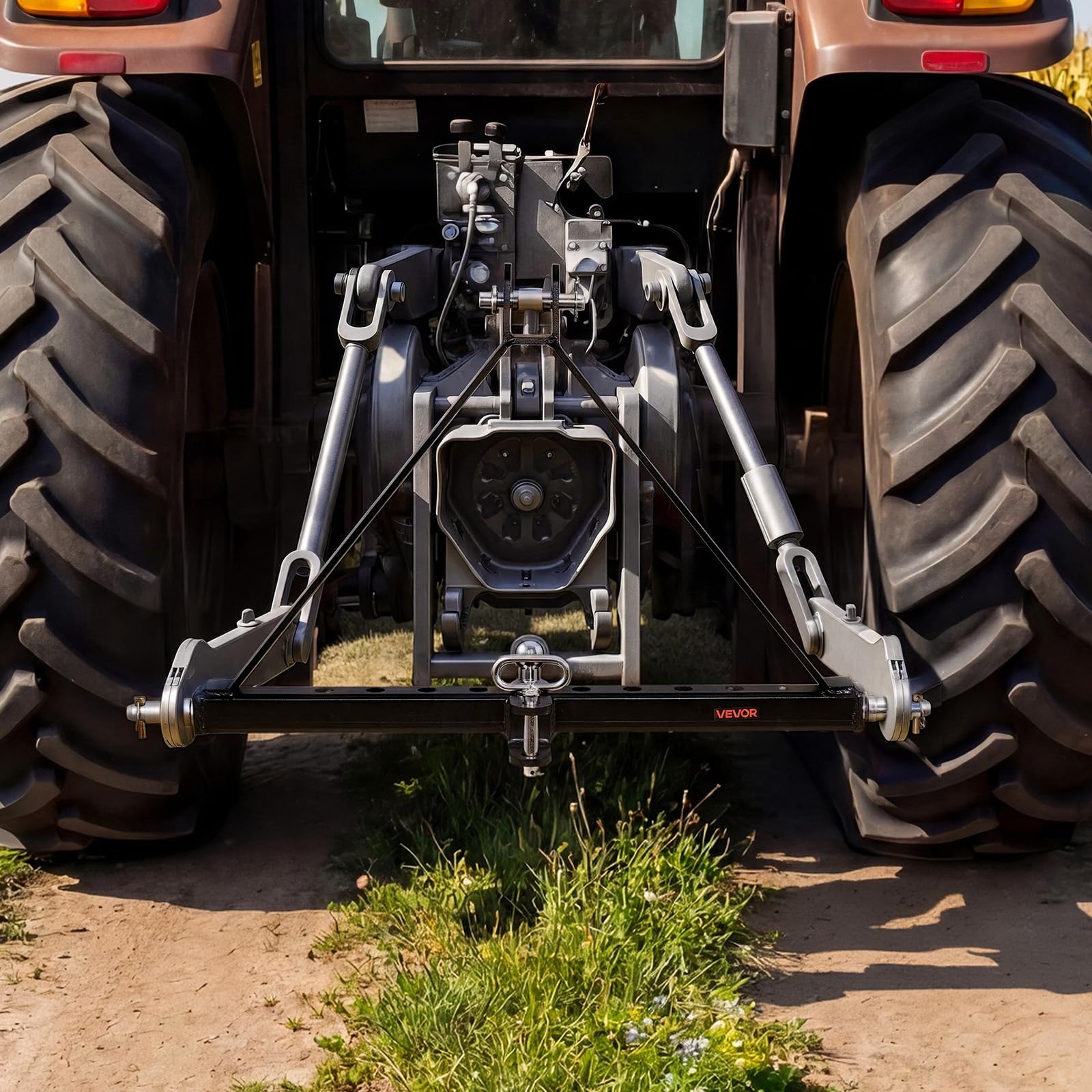 VEVOR Enganche de Remolque de 3 Puntos, Adaptador de Acoplamiento con Enganche de Cabeza Esférica, Compatible con Tractores de Categoría 2 de Kubota Mahindra Ford Yanmar John Deere Massey Ferguson