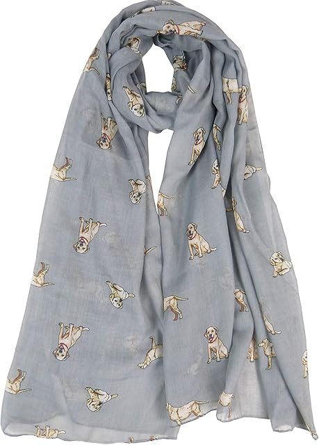 Sketched Labrador Dog Print Scarf Lightweight Large Scarfs Warp For Dog Lovers