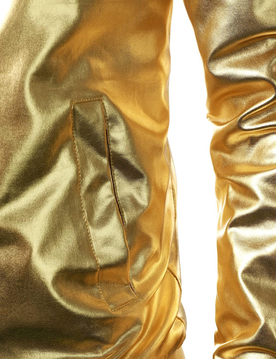 JOGAL Men's Metallic Silver Jacket Gold 70's Disco Costume - Image 6