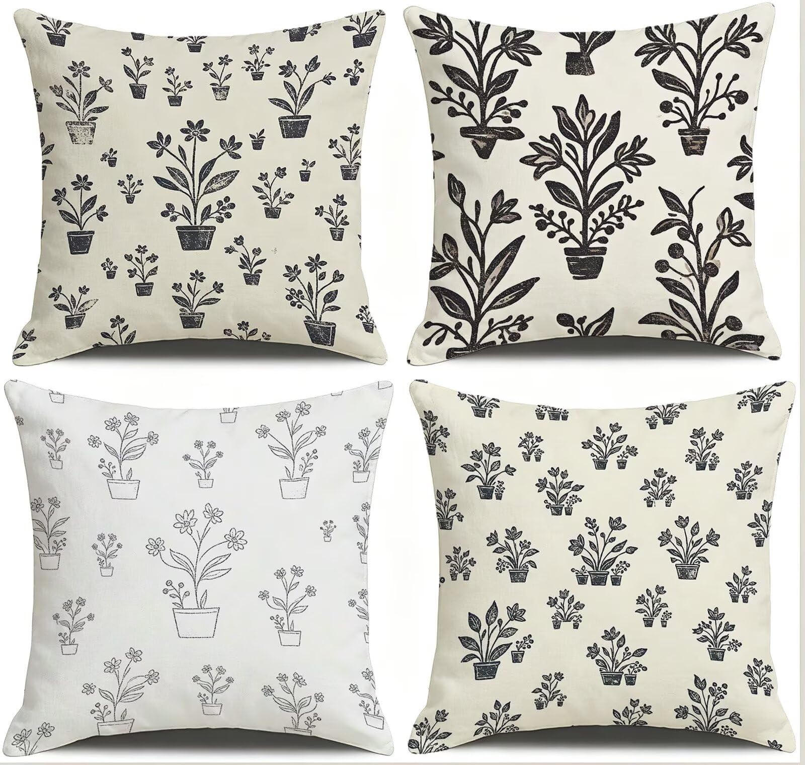 Beige Federe Cuscini Divano 75x75cm, Cuscini da Esterno Set de 4, Cod-196