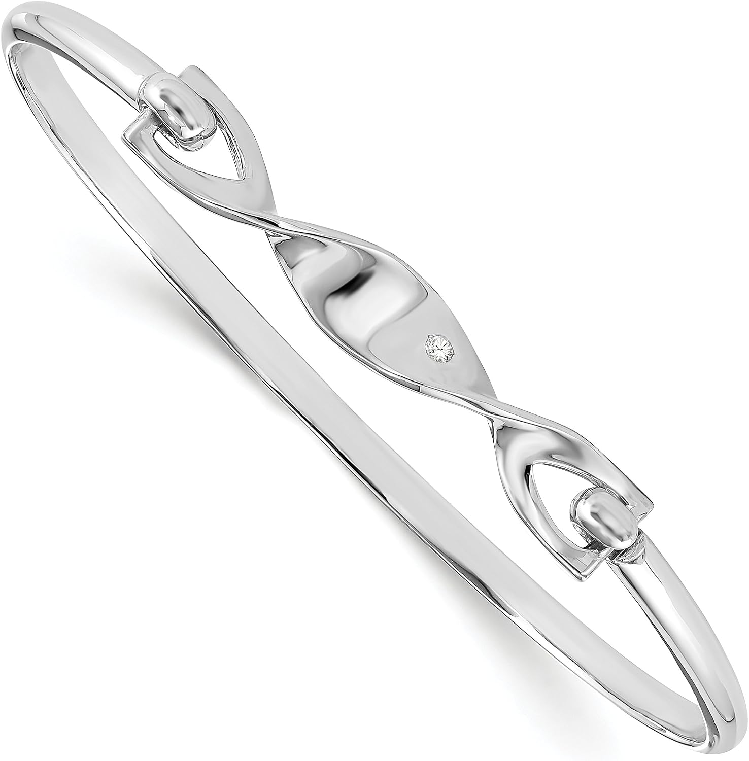 Diamond2Deal 925 Sterling Silver White Ice 0.02ct. Diamond Twist Bangle Bracelet for Mom
