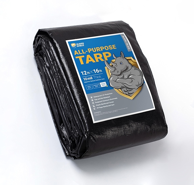 防水防紫外耐用黑色大号户外遮盖 tarp