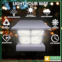 Vista 3 de GreenLighting Evolve - Luces solares blancas para postes – Tapas de poste de 4 x 4 y luces de poste al aire libre – Luces solares impermeables