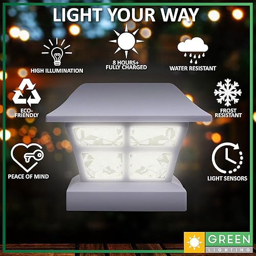 Miniatura 4 de GreenLighting Evolve - Luces solares blancas para postes  Tapas de poste de 4 x 4 y luces de poste al aire libre  Luces solares impermeables para