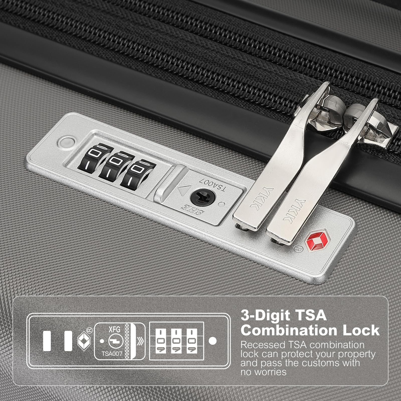 Kono 28" Grand Valise | Serrures TSA | Bagage Extensible avec 4 Roues Silencieuses à Double Rotation | Léger et Durable (Gris,75x47.5x29.5cm)