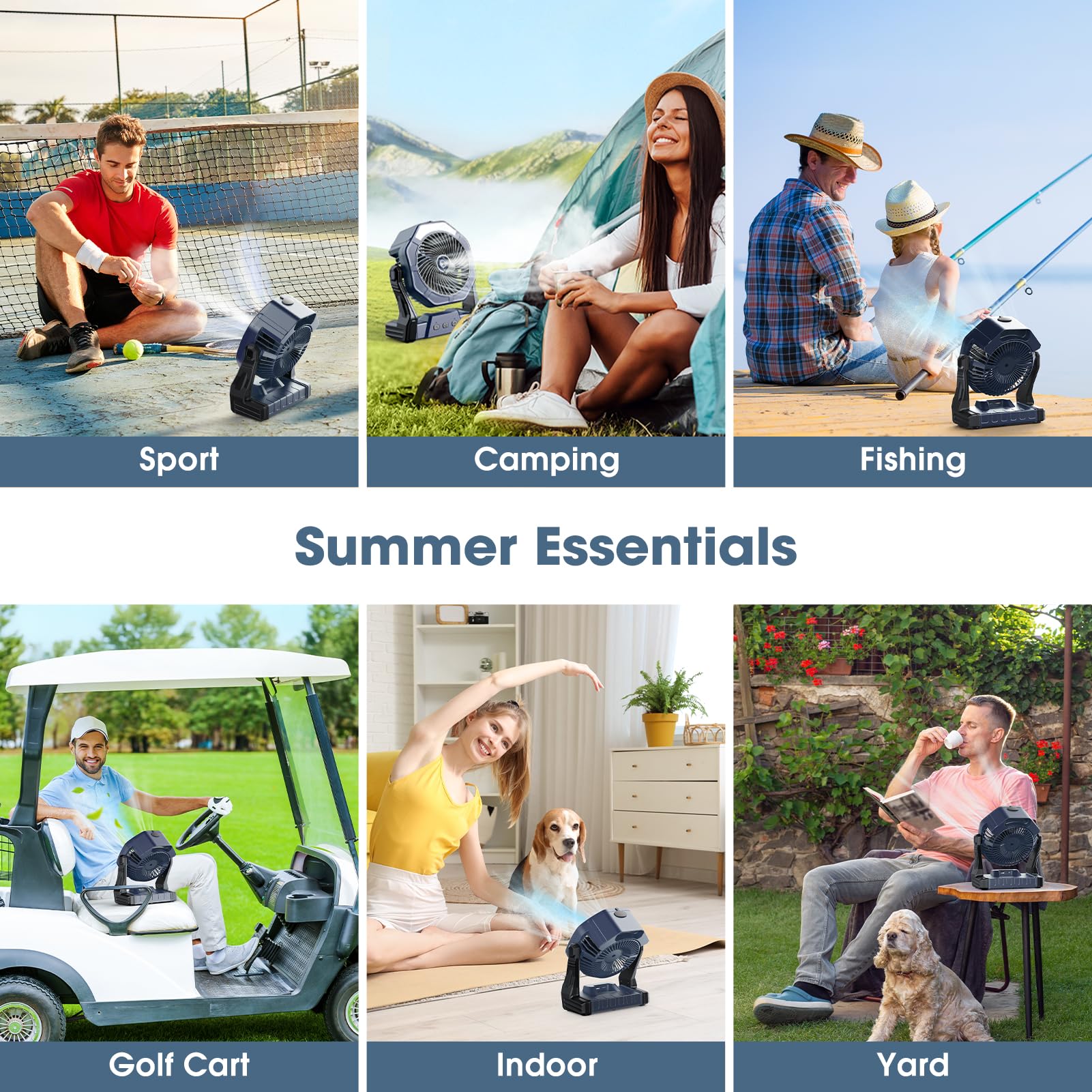Ausic Electric Personal Fans | Ventilador de camping a pilas con spray de agua para líneas laterales deportivas, patio, playa, tienda de campaña, viajes