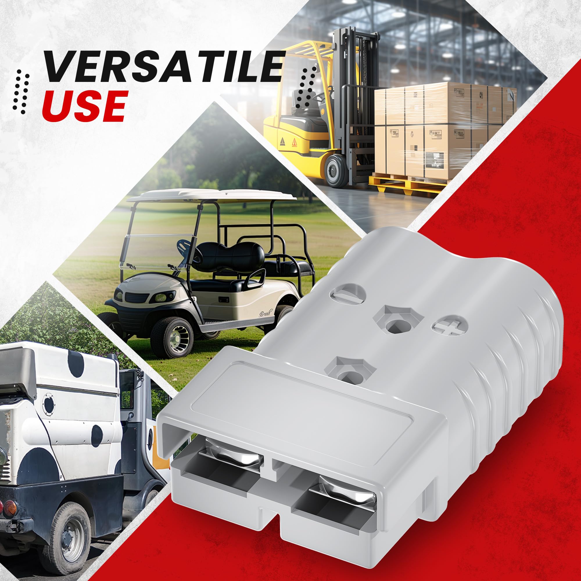 Kit di connettori per batteria a connessione rapida da 350 A, spina senza genere per cavo 2/0 AWG, confezione da 2 custodie rosse, adatto per auto, rimorchi, verricelli, carrelli elevatori