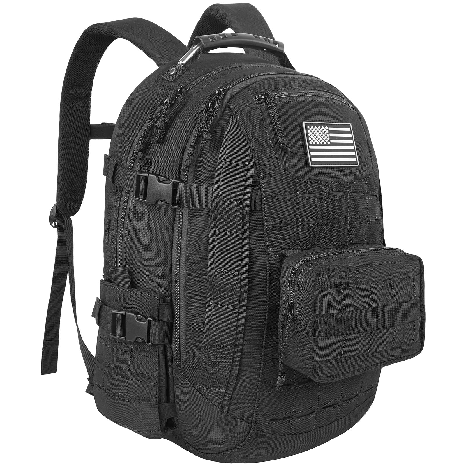 Photo 1 of Military Tactical Backpack For Men, Tactical Gear Military Backpack With Detachable Molle Bag, Hiking Accessories 35L Large Survival Backpacks Army Backpack 3 Day Assault Pack Bug Out Bags, Black