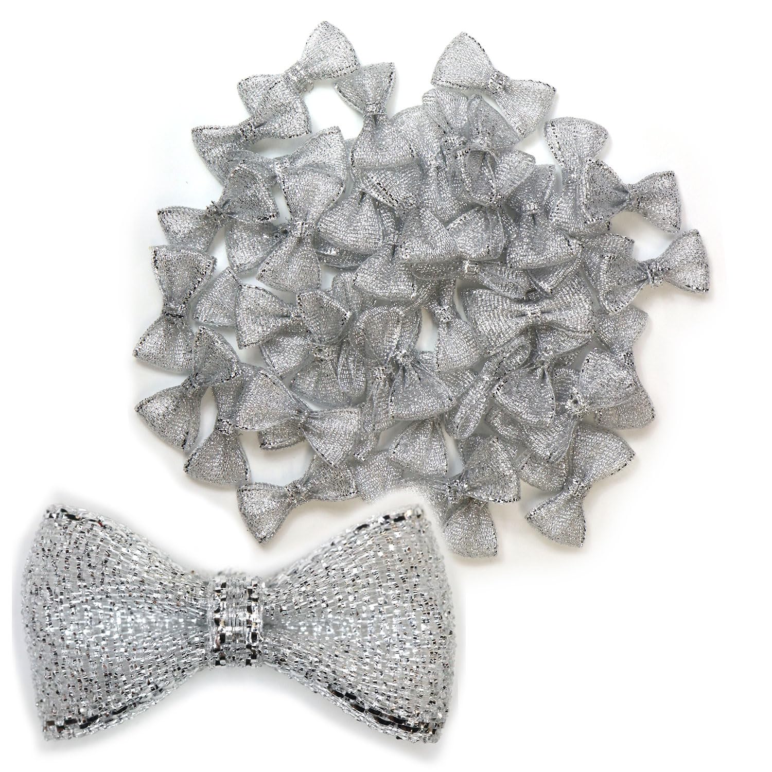 Amazon.co.jp: ミニ リボン【シルバー】銀 蝶結び キラキラ 手芸