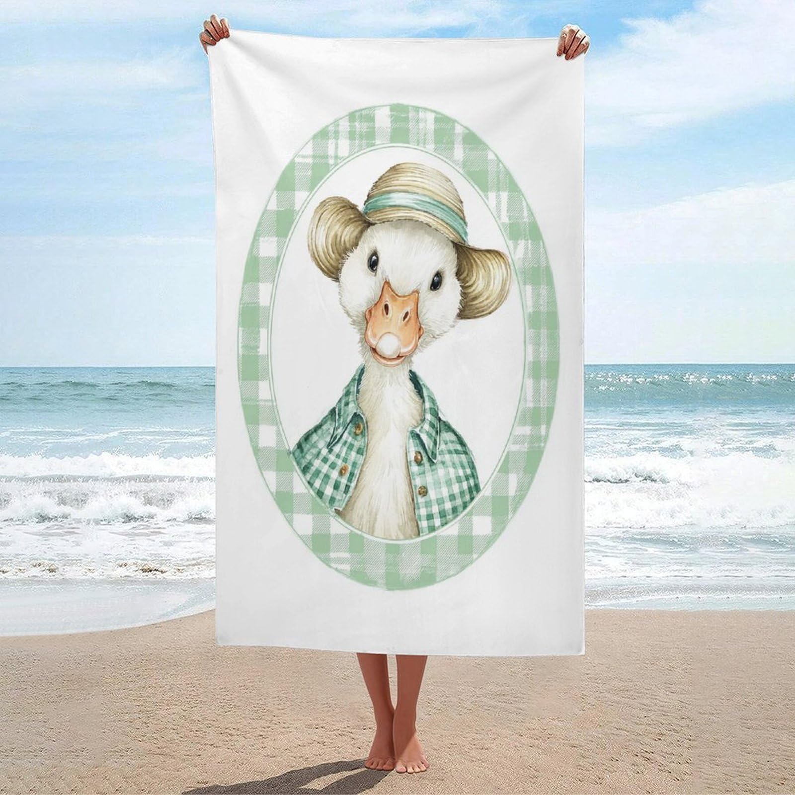 LSRCPD Cute Goose Beach Towel Sand Free Microfiber Large Shower Towels Multipurpose Absorbent for Bathroom Pool 130x80 CM