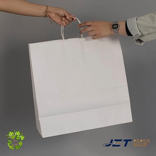 Miniatura 7 de JET PAPER BAGS Bolsas de regalo de papel kraft virgen de 18 x 7 x 18 pulgadas con asas trenzadas a granel Ideal para bricolaje negocios comida para