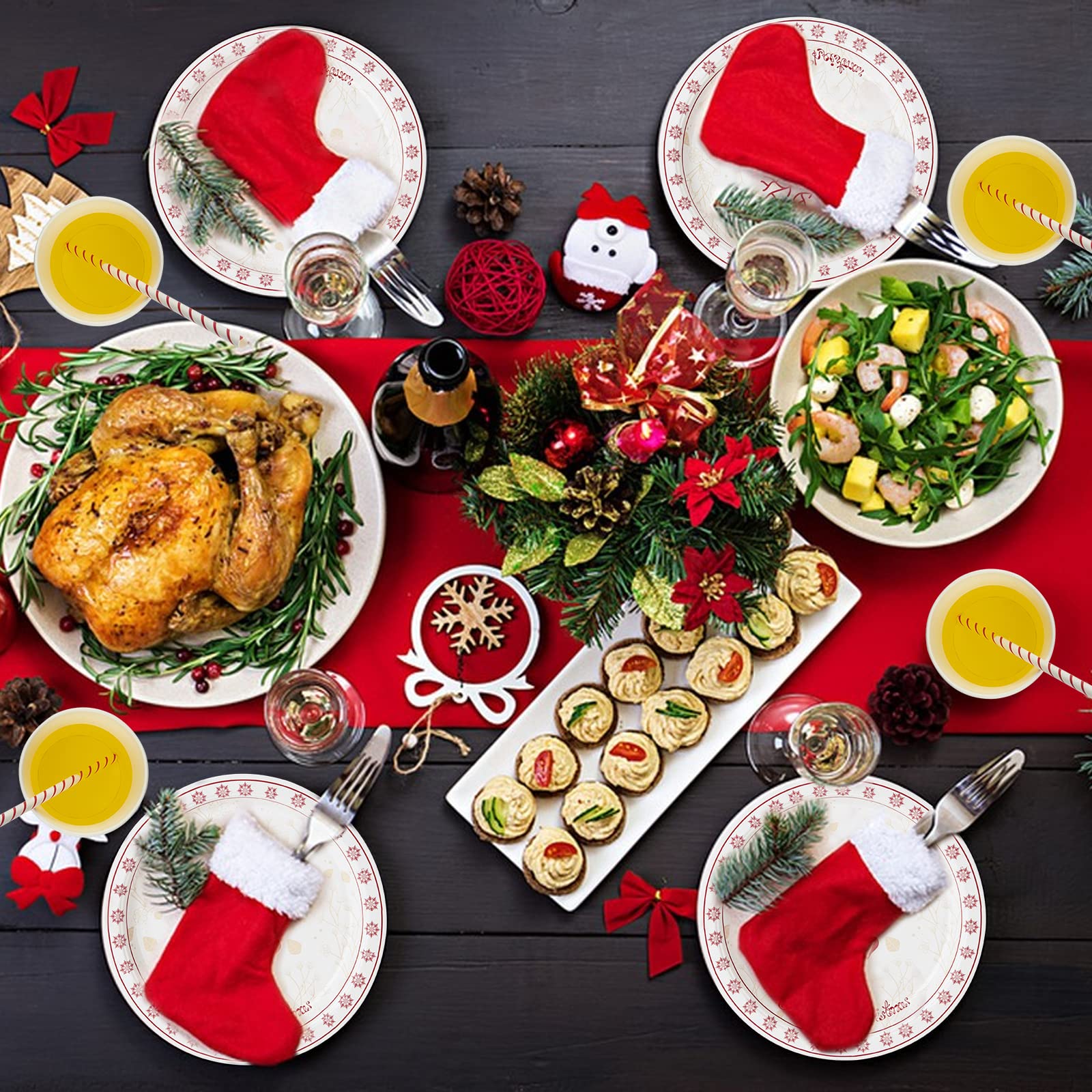 Weihnachts-Partygeschirr Set Für 10 Gäste – Inkl. Teller, Becher & Servietten