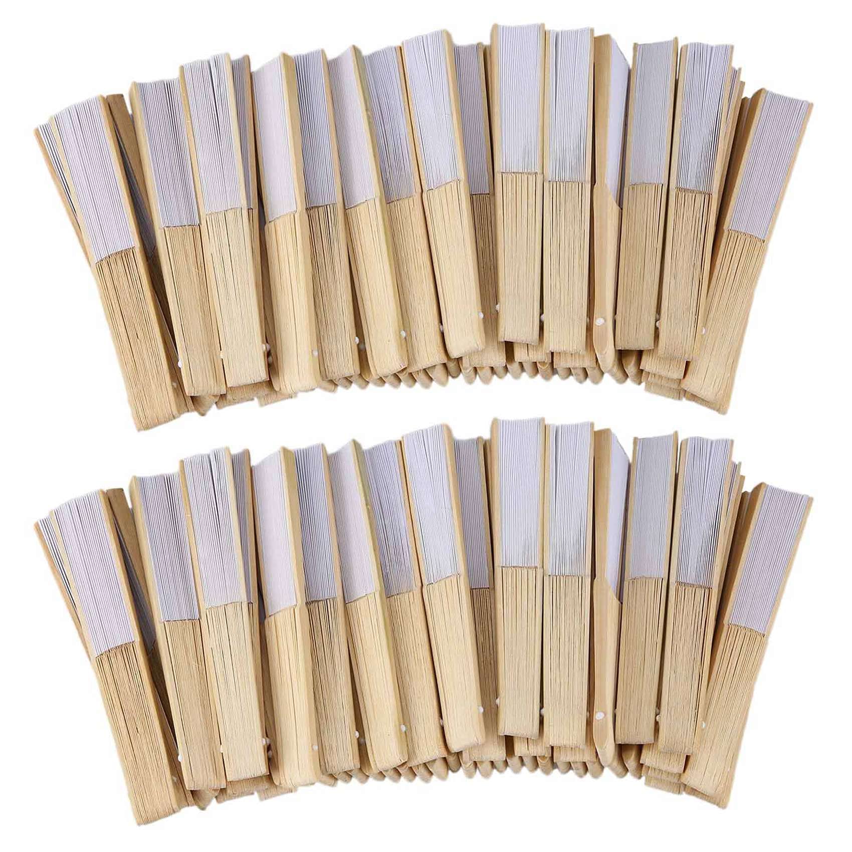 100 Stück weiße, faltbare elegante Papierfächer für Hochzeit, Party, Gastgeschenke, 21 cm ()