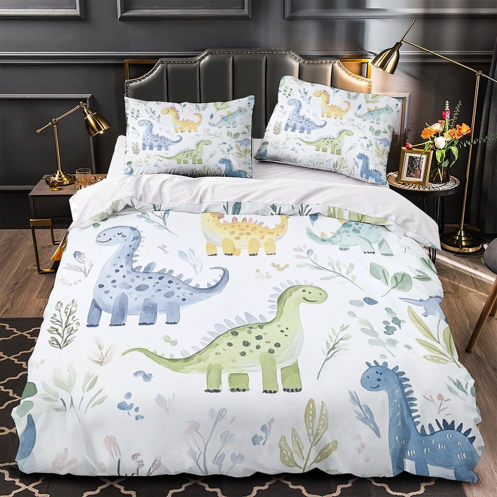 Housse de couette dinosaure ultra douce pour apaiser le sommeil des enfants sur lit King