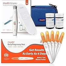 iHealth Pregnancy Test & Blood Sugar Management Bundle Early Pregnancy Test Kit 5 Tests & BG5S100 Gluco+ Wireless Smart Glucose Monitor with Free App   Dual Home Testing for Diabetes Fertility Women