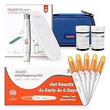 iHealth Pregnancy Test & Blood Sugar Management Bundle Early Pregnancy Test Kit 5 Tests & BG5S100 Gluco+ Wireless Smart Glucose Monitor with Free App   Dual Home Testing for Diabetes Fertility Women