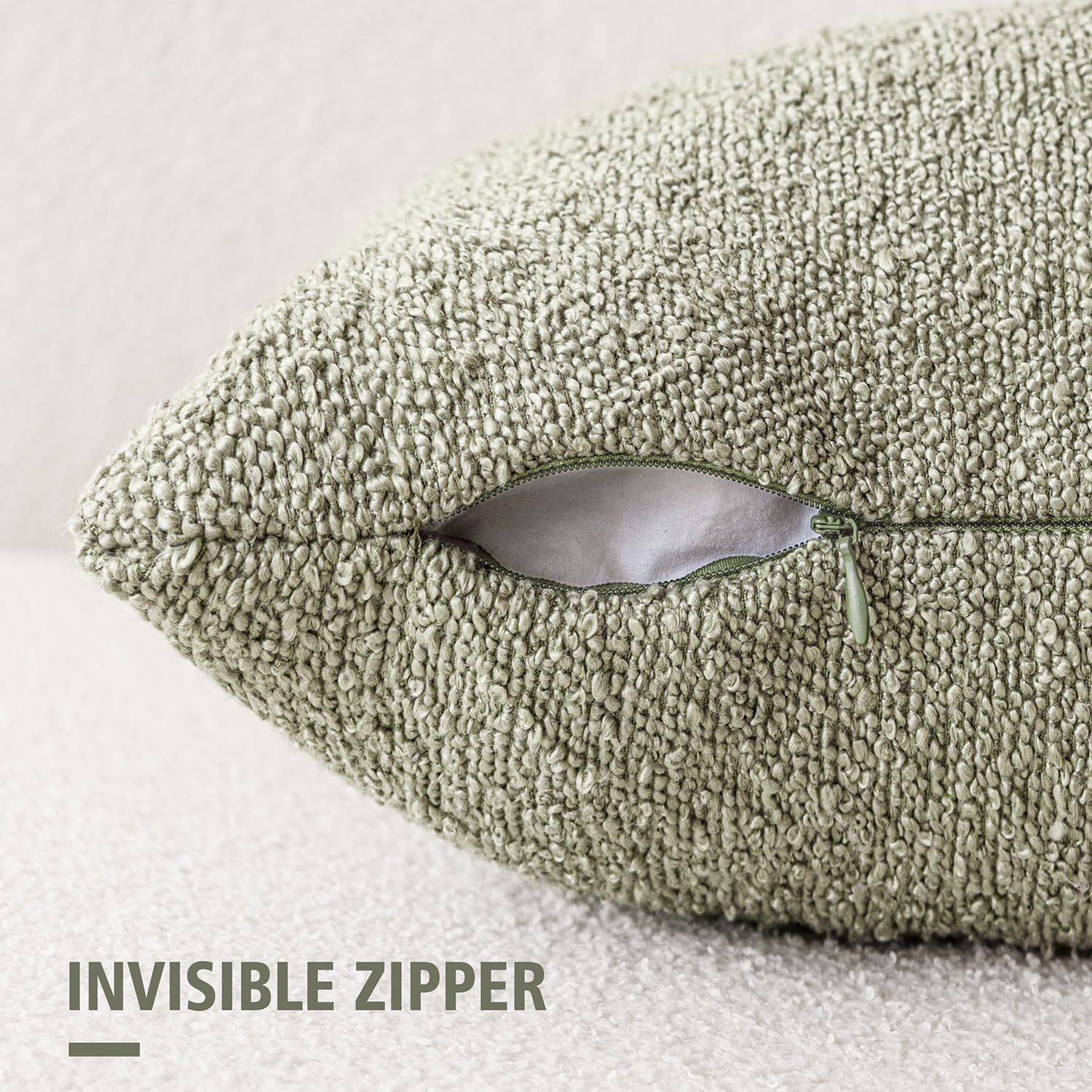 Foindtower Set di 2, Federe Decorative per Cuscini da Lancio con Texture Bouclé, Federe per Cuscini Accent Tinta Unita Neutre Morbide, Custodia per Cuscino da Divano per Sedia Divano Camera da Letto