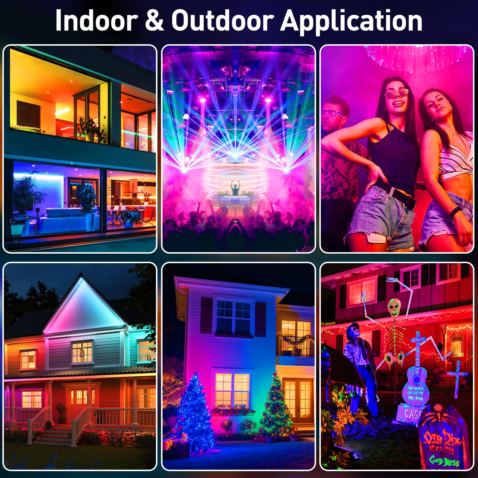 T-SUNUS RGB LED Strahler 72W Outdoor WiFi Bluetooth APP Steuerung IP66 Wasserdicht Wallwasher 4 Stück