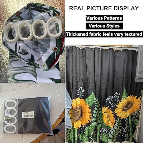 Miniatura 7 de Mystic Celestial Science - Juego de cortina de ducha con caras fractales, sol y luna con caras fractales, decoración del hogar, tela de poliéster