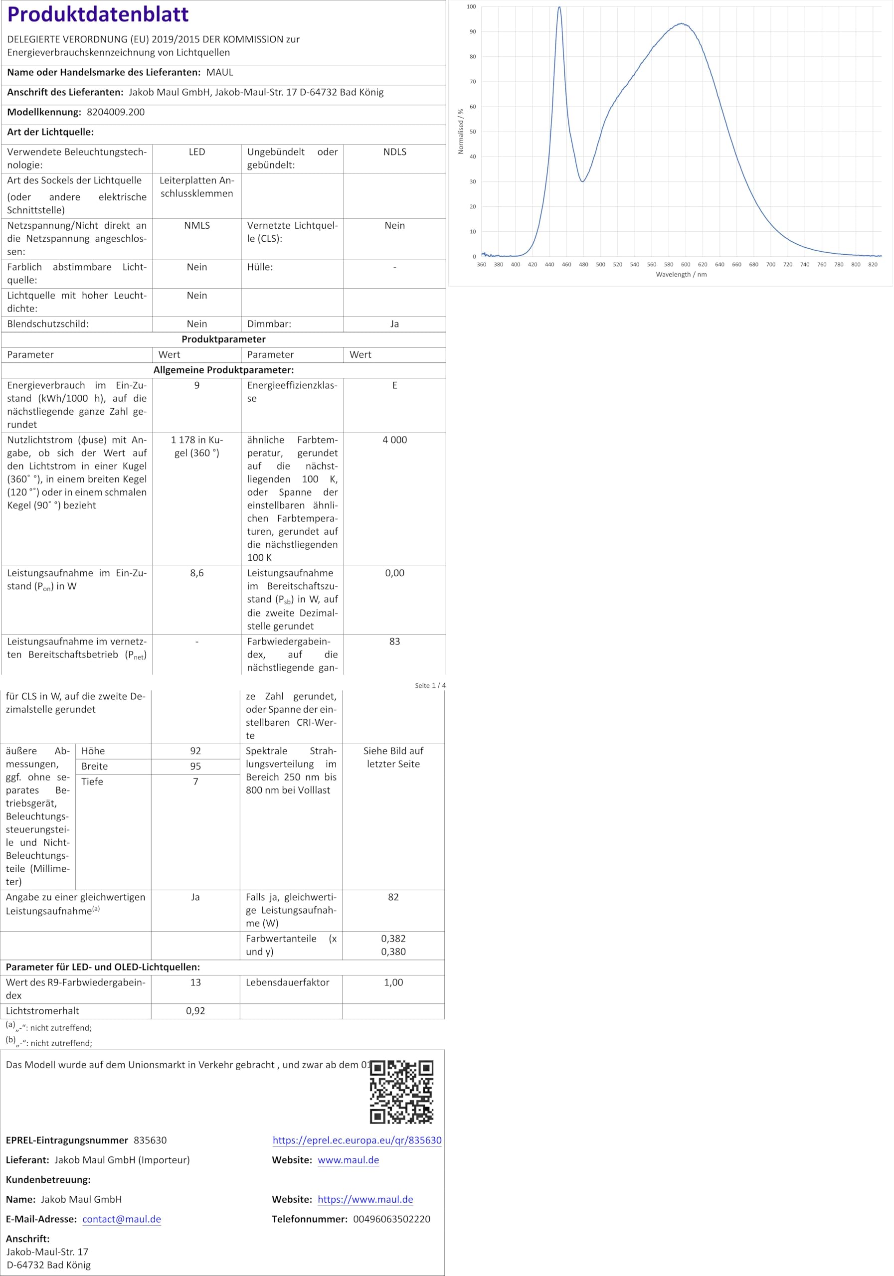 MAUL 8204095 11W LED A Argento lampada da tavolo | Luce neutra per lavorare concentrati, braccio orientabile preciso, fissaggio flessibile, sorgente sostituibile