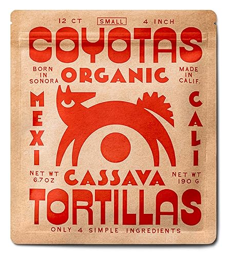 COYOTAS Tortillas de yuca hechas a mano I Tortillas sin gluten y granos I Envoltura de tortilla de 4 pulgadas I Vegan y Paleo I 12 unidades x 3