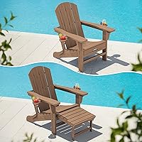 Vista 33 de KINGYES Silla Adirondack Plegable Ajustable con Reposapiés y Organizador de Reposabrazos Multifuncional 4 en 1, Silla Reclinable Adirondack Plegable