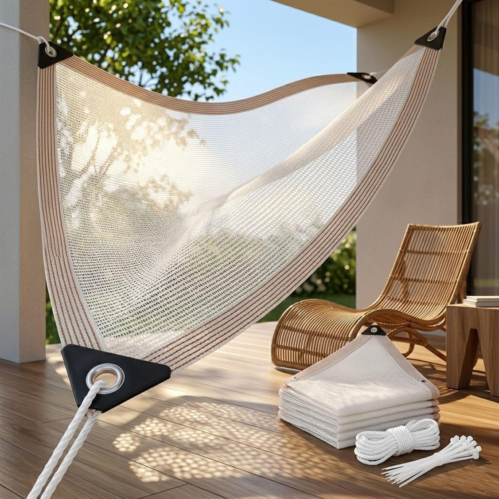 Filet d'ombrage blanc 50% HDPE 1x14m avec oeillets pour pergola