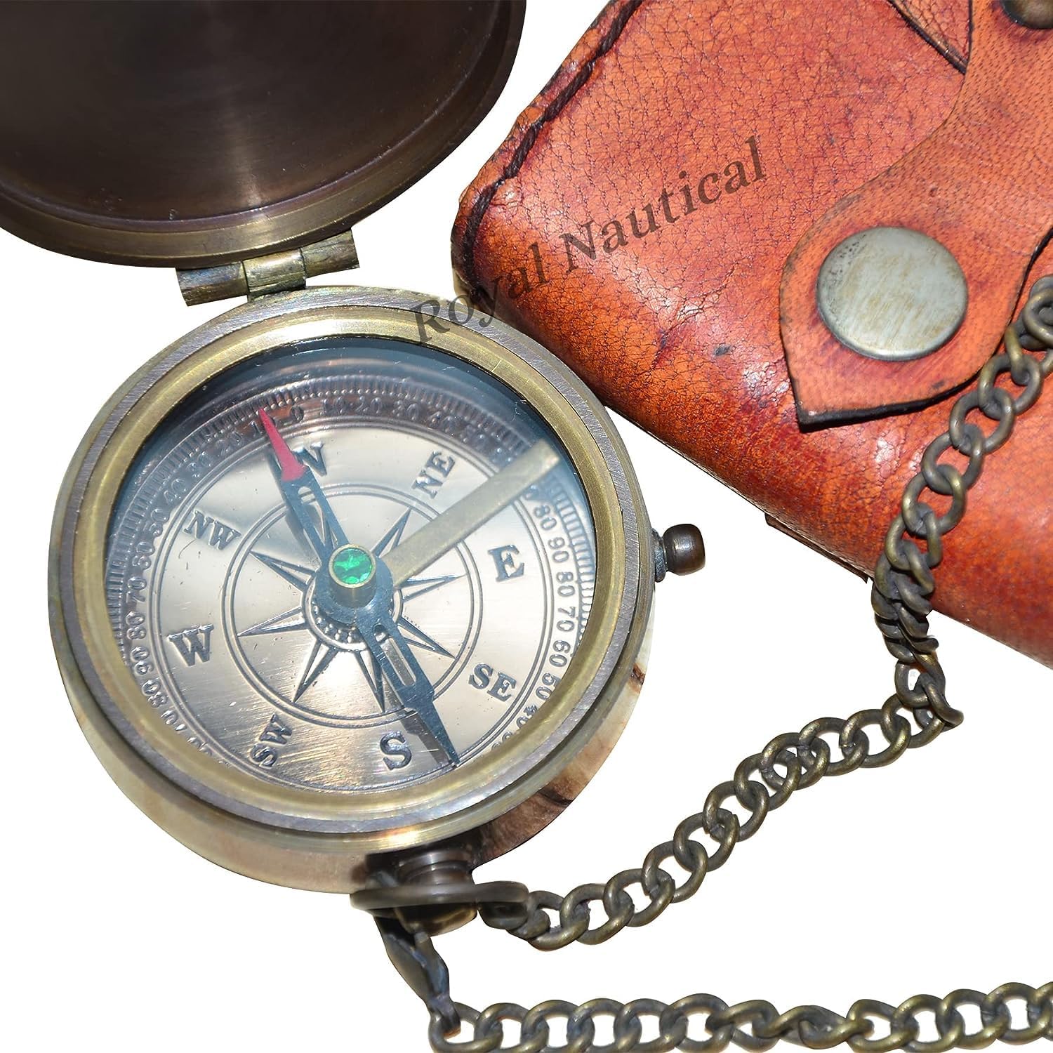 Antique Brass Pocket Compass – Love Quote Engraving, 2" with Gift Box 3