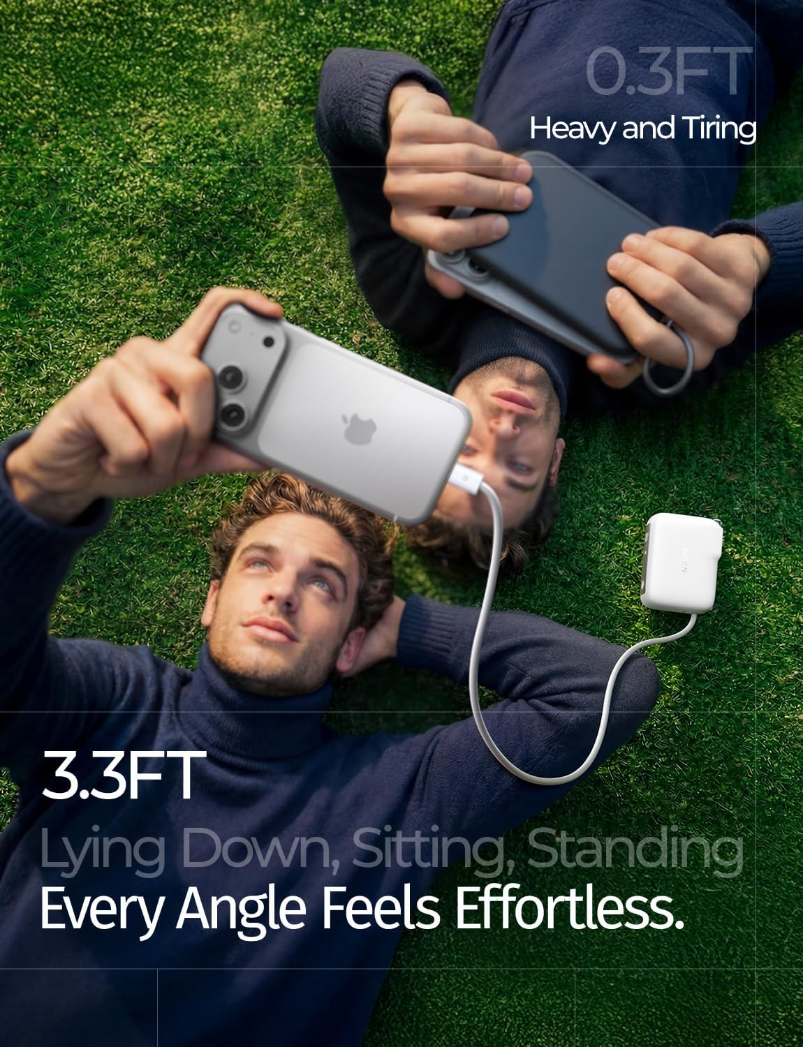 LISEN 3 in 1 Fast Travel Charger,[Mini] 7000mAh 35W Portable Charger USB C Fast Charging,Portable Charger Wall Plug in,Power Bank with Built in Cable USB C for iPhone 17 16 15,Samsung,Pixel,iPad Pro - Image 5