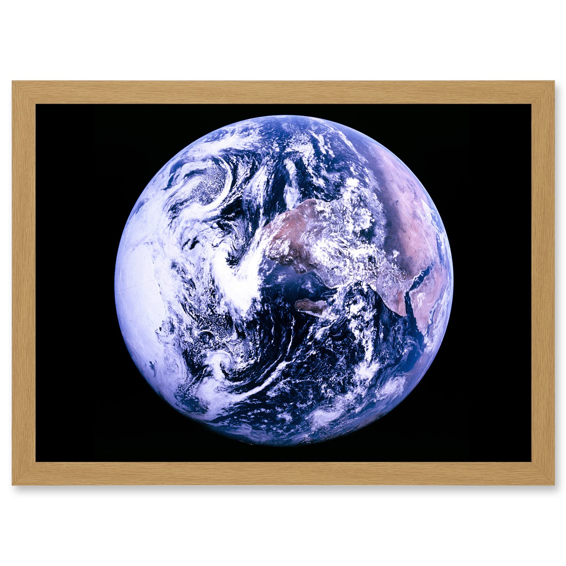 Artery8 Space Nasa Earth Apollo 17 Blue Marble Photograph Artwork Framed Wall Art Print A4