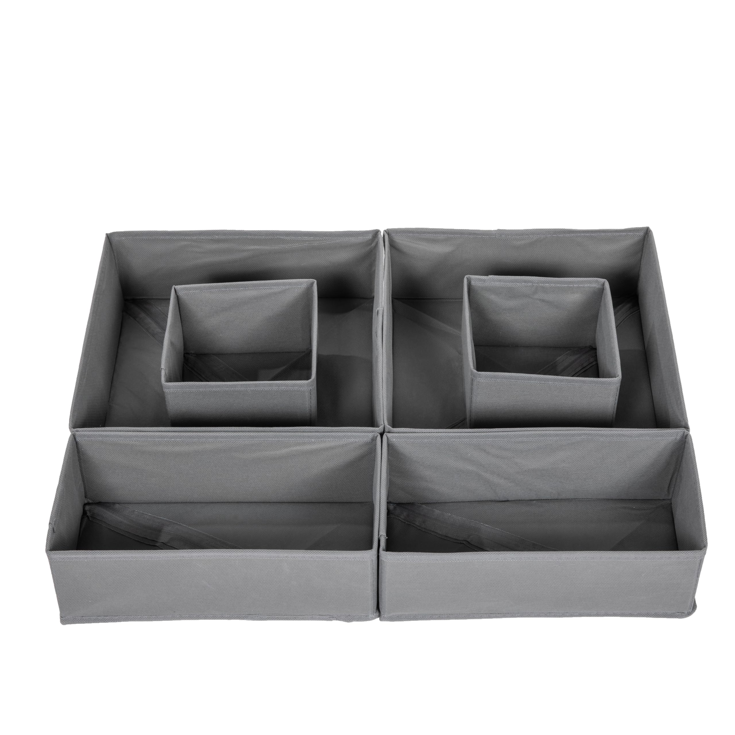 Periea Grey Uk Drawer Organiser Divider Foldable Bedroom Dresser Drawer Storage Boxes – 6 Pack (Grey)