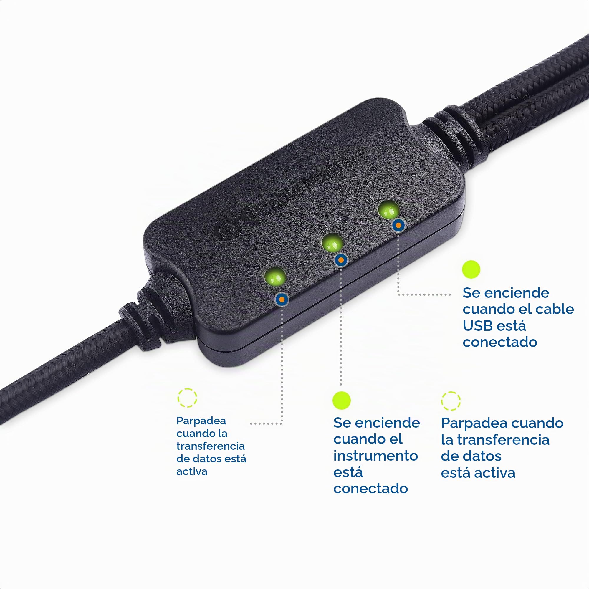 Cable Matters Cable MIDI a USB (cable USB MIDI, cable MIDI a USB C) en negro - 2 m
