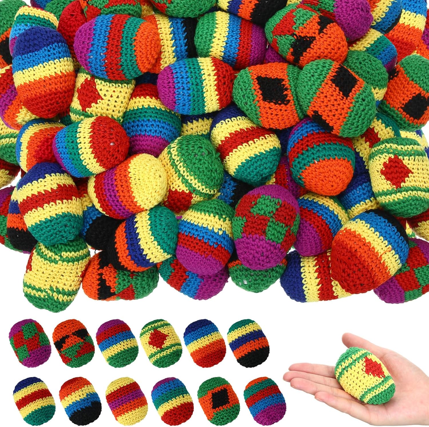 Lenwen 60 Pcs Hacky Knit Ball Sack Bulk Knitted Sack Balls