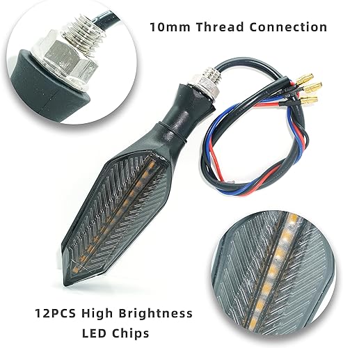 Miniatura 6 de Luces LED direccionales universales delanteras y traseras para motocicleta, CC 32 V, 48 V, 52 V, 60 V, intermitentes que fluyen, luz intermitente