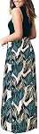 WNEEDU Womens Maxi Dress Summer Sleeveless Dress Casual Long Swing Dresses with Pockets