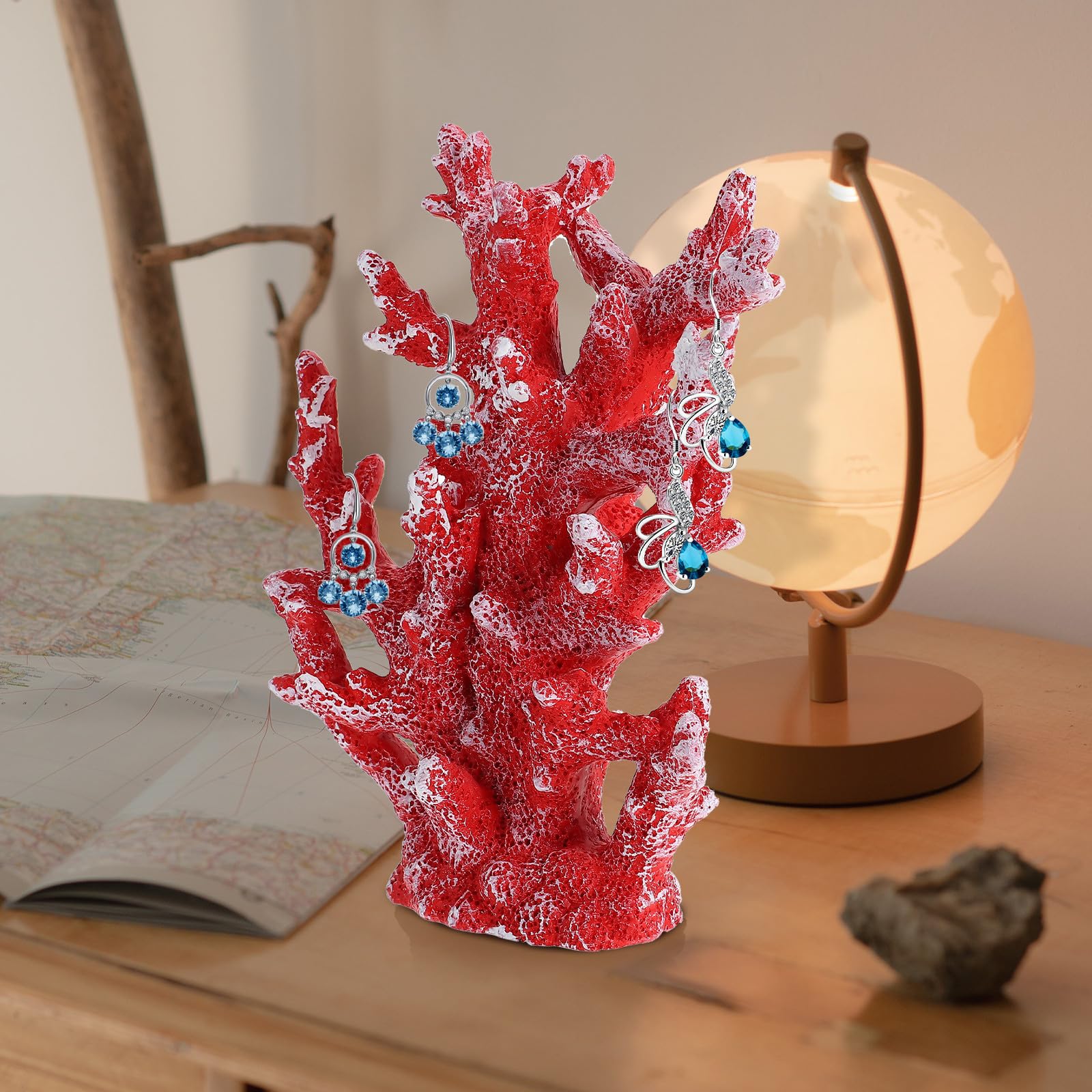 CLISPEED Adorno de Coral Artificial de Resina Rojo para Decoración de Peceras, Artesanía Detallada Que Añade Ambiente Natural Adecuado para Paisajismo de Acuarios y Decoración de