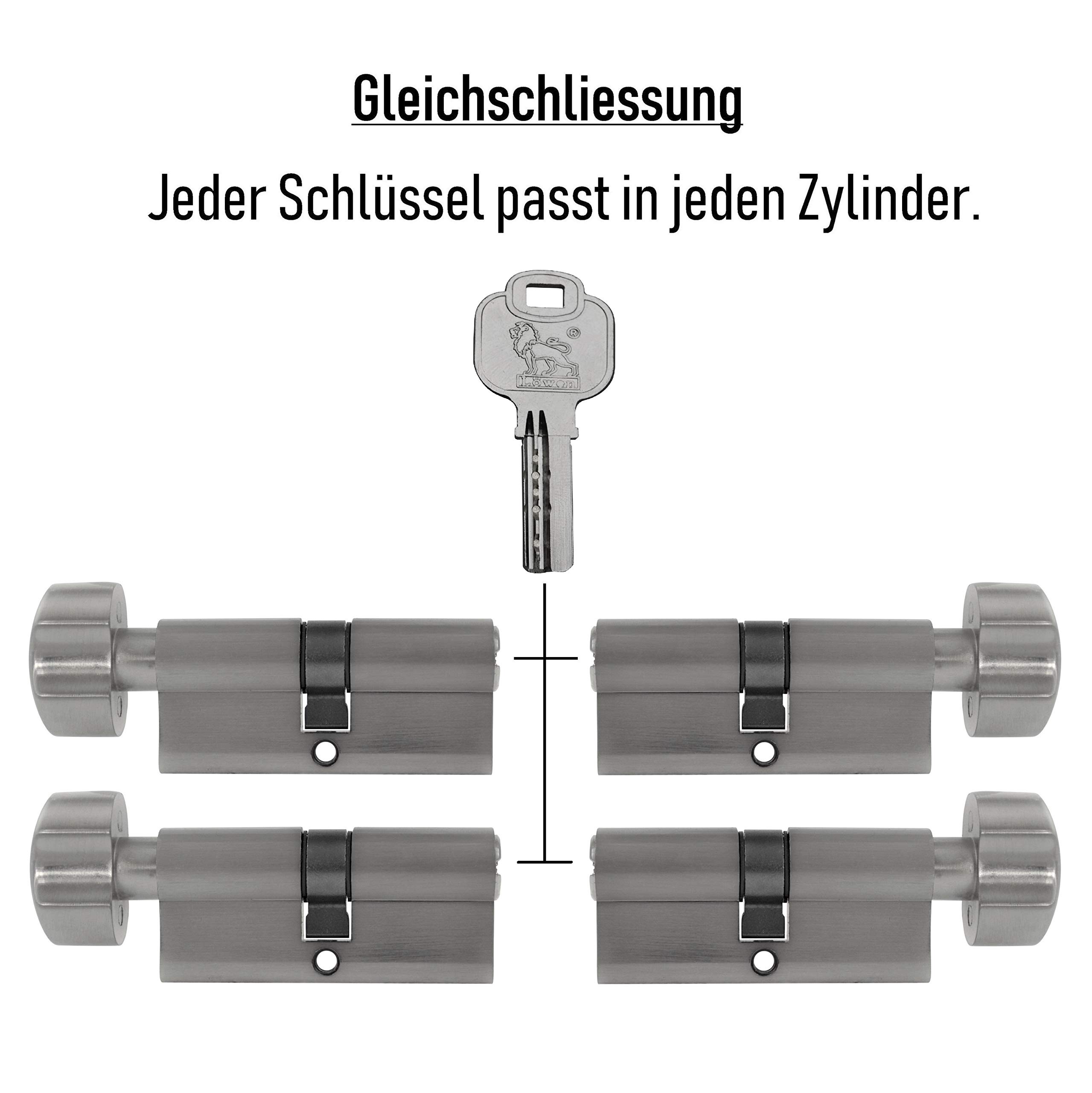 4x Knaufzylinder KD 60 mm 30/30 gleichschließend inkl. 20 Schlüssel