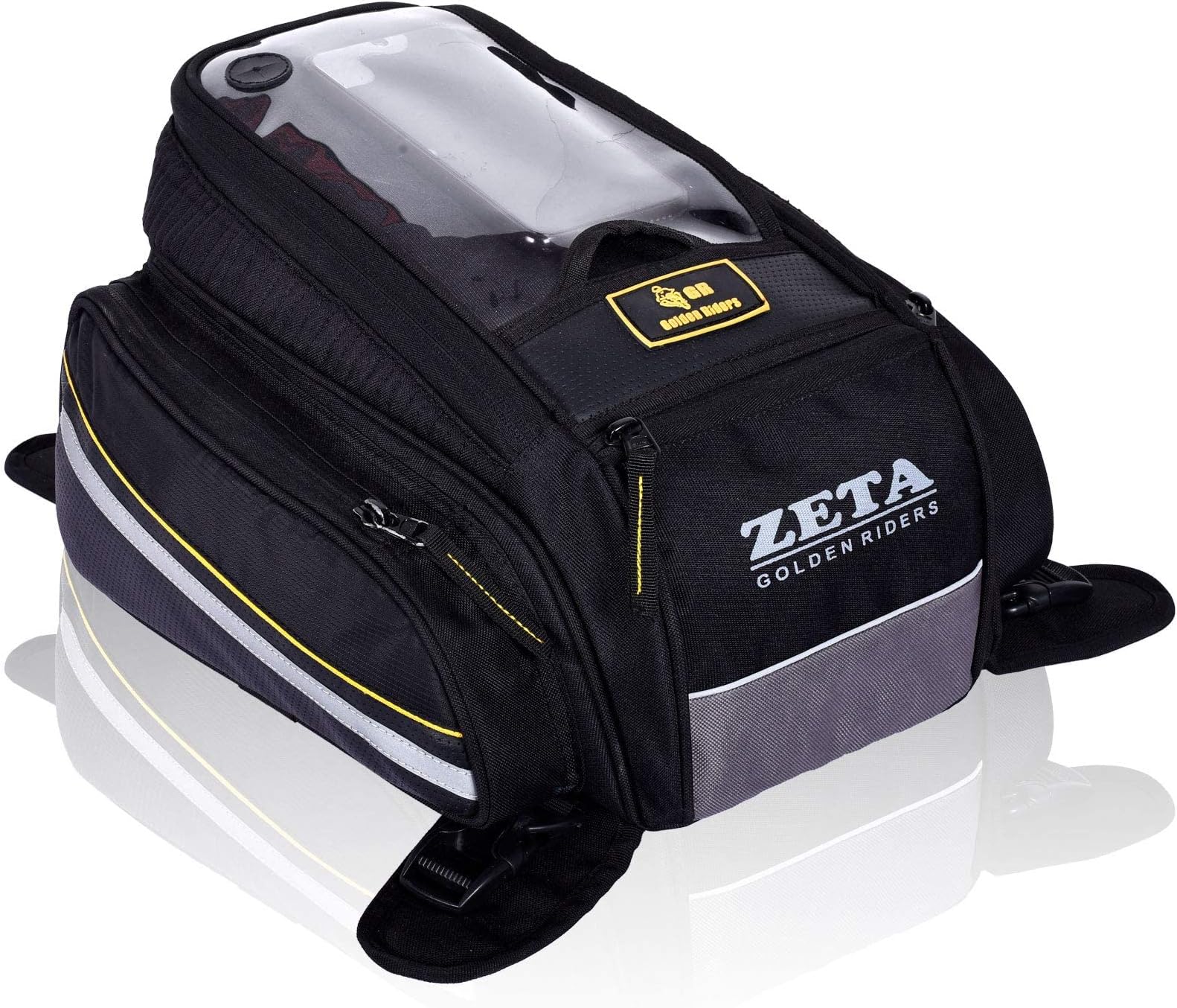 GR GOLDEN RIDERS | Zeta V2 | Motorcycle Tank Bag Magnetic Bag for Metal Tank Motorbikes 13 Liter.Tank Bag for Bike with Mobile Navigation Pouch