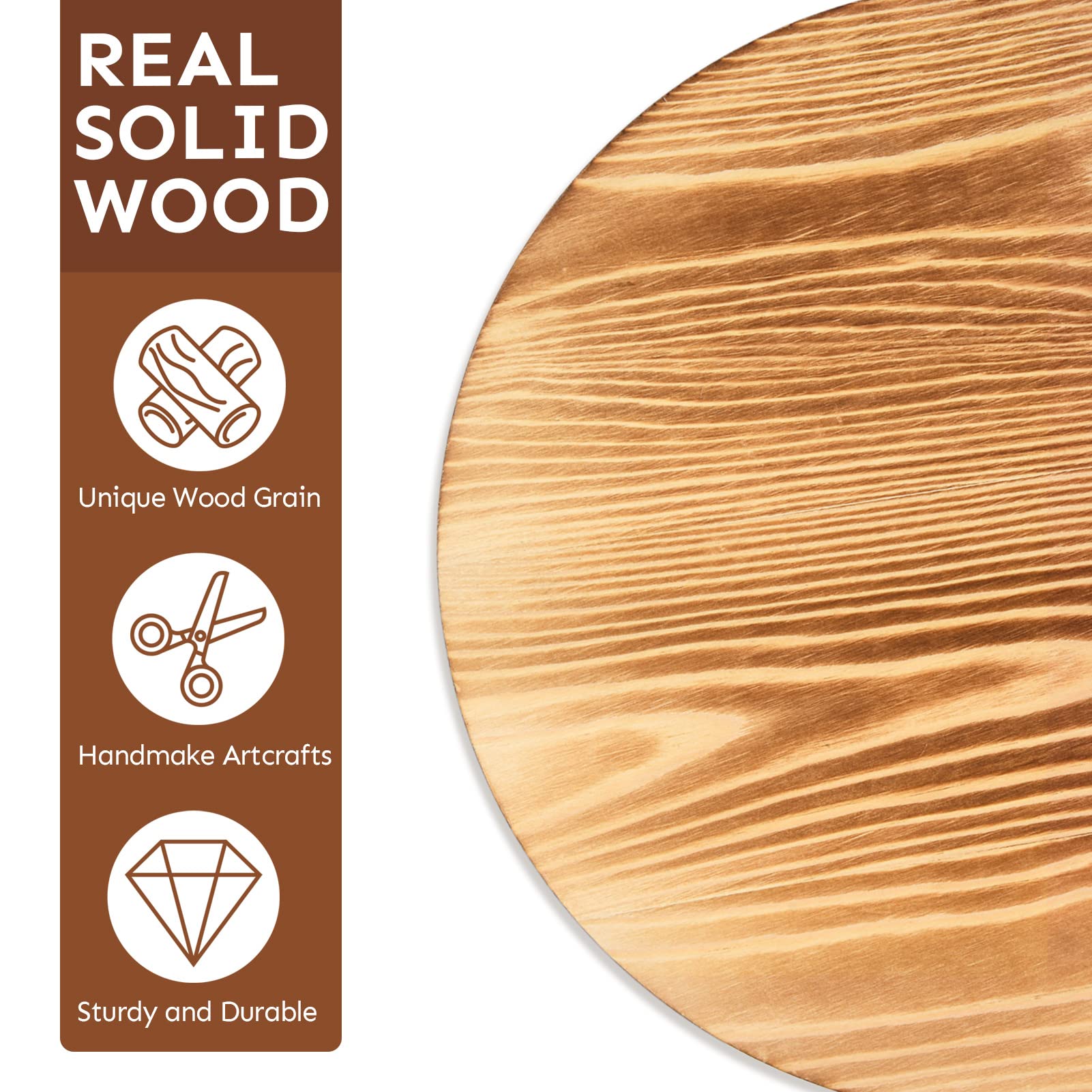 HULISEN Wood Risers for Decor, 10 Inch Round Wooden Pedestal Stand for Indoor Plant Pot Riser, Set of 2 Farmhouse Rustic Decorative Display Tray for Kitchen Counter and Bathroom Table (Natural)