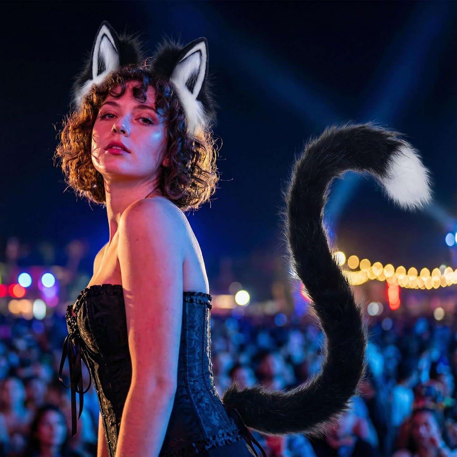CHOICEONE A Cat In The Gloom Ears and Tail Set Suitable for halloween Easter Costume Nightshade Date Party