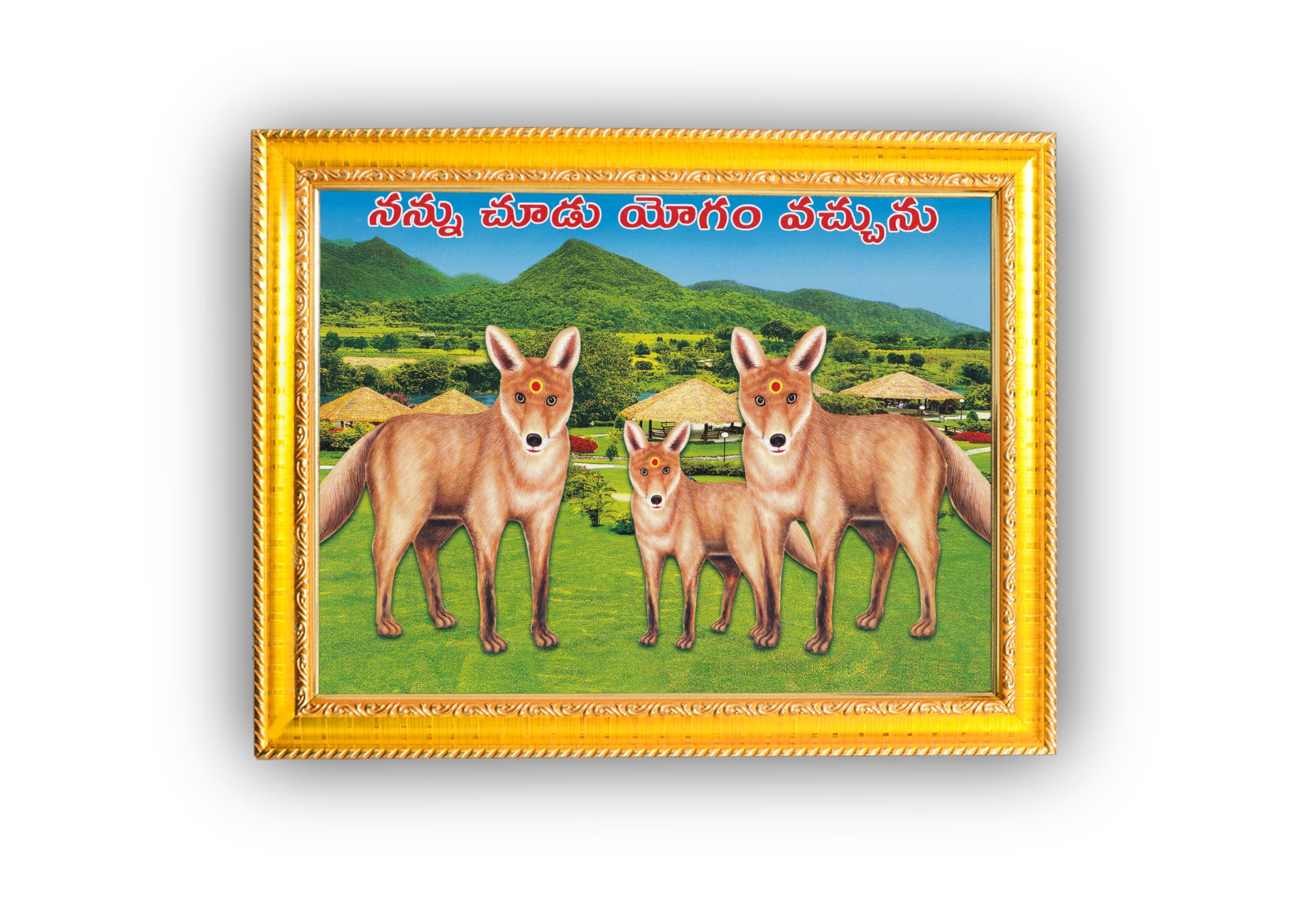 Paljii Frames Protective Fox Image for Entrance Door | Wooden Gold Frame | Matt Laminated | 6×8 & 13×10 inches-image-13