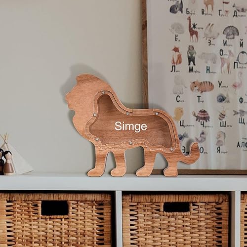 Miniatura 7 de Alcancía de madera personalizada, alcancía creativa con forma de animal, decoración personalizada para el hogar, regalos de cumpleaños de Navidad