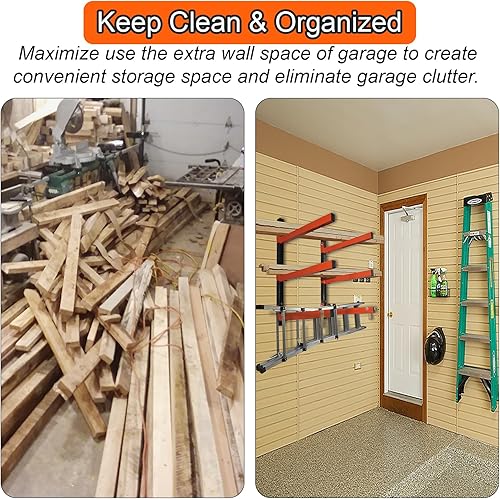 Miniatura 3 de Thanaddo Estante de almacenamiento de madera de 3 niveles de metal para montaje en pared organizador de madera estante de metal para interiores y