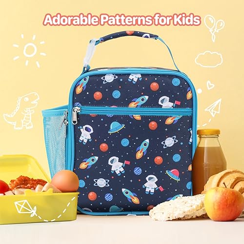 Miniatura 7 de Lonchera para niños y niñas, con aislamiento, reutilizable, con soporte para botella de agua, bolsa de almuerzo para la escuela, guardería, espacio