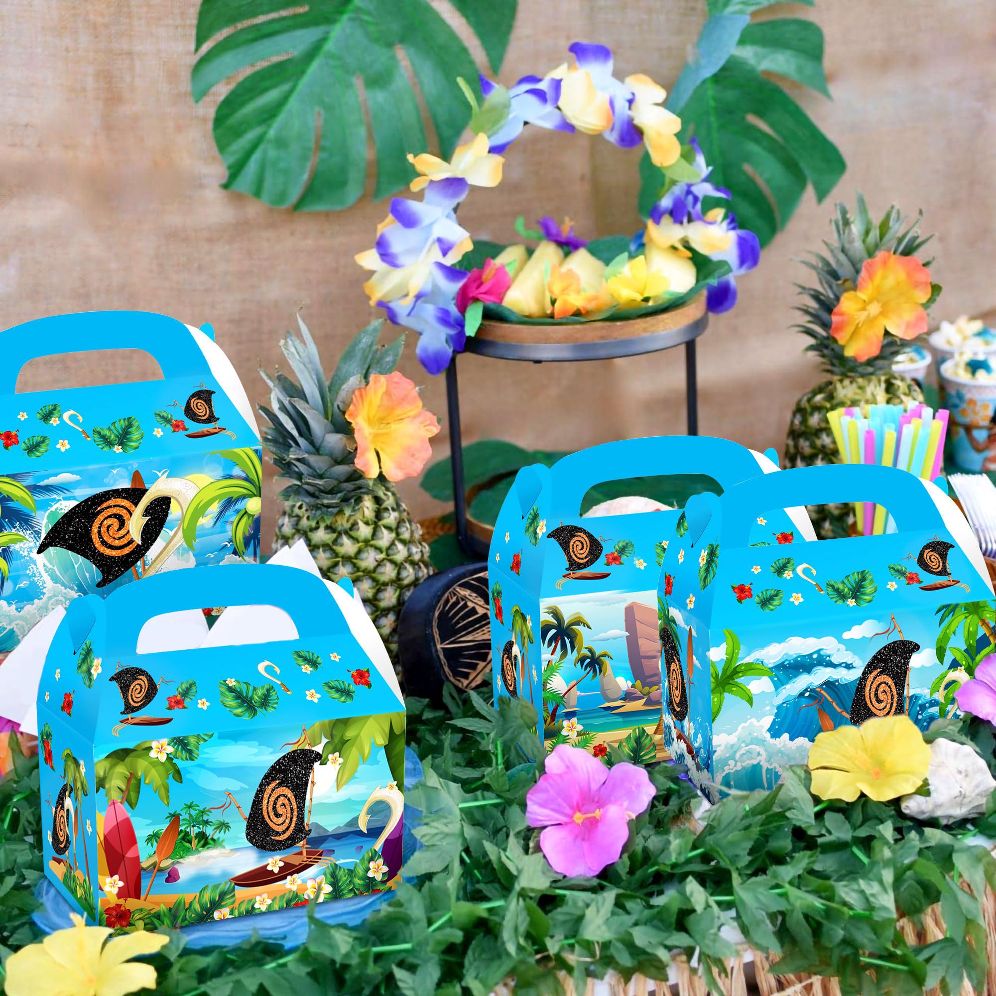 JeVenis 12 PCS Moana Party Treats Goodies Candy Gift Box Moana Party Supplies Decorations for Birthday Baby Shower Bridal Shower