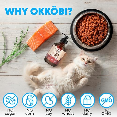 Miniatura 6 de Aceite de salmón salvaje de Alaska para perros y gatos, aceite de pescado puro para perros con Omega 3, suplementos de EPA y DHA para piel y abrigo,