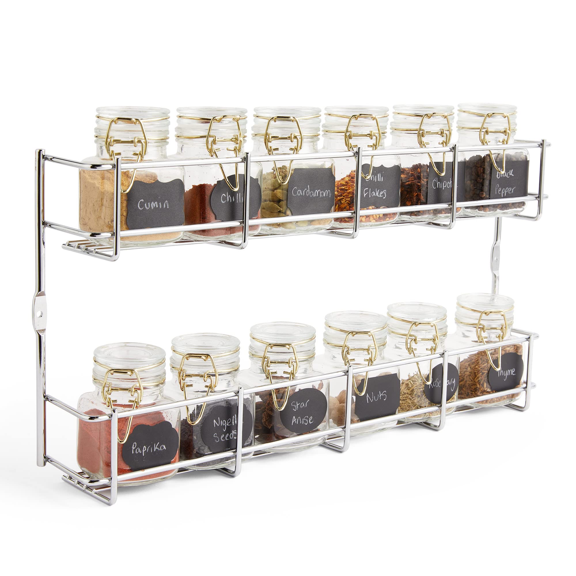 VonShef 2 Tier Spice Rack for Inside Cupboard Door Spice Rack Wall
